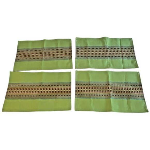 Fiesta 4 PC Placemats Woven Design Colorful Stripe Fiestaware 14x20 Green - Picture 2 of 8
